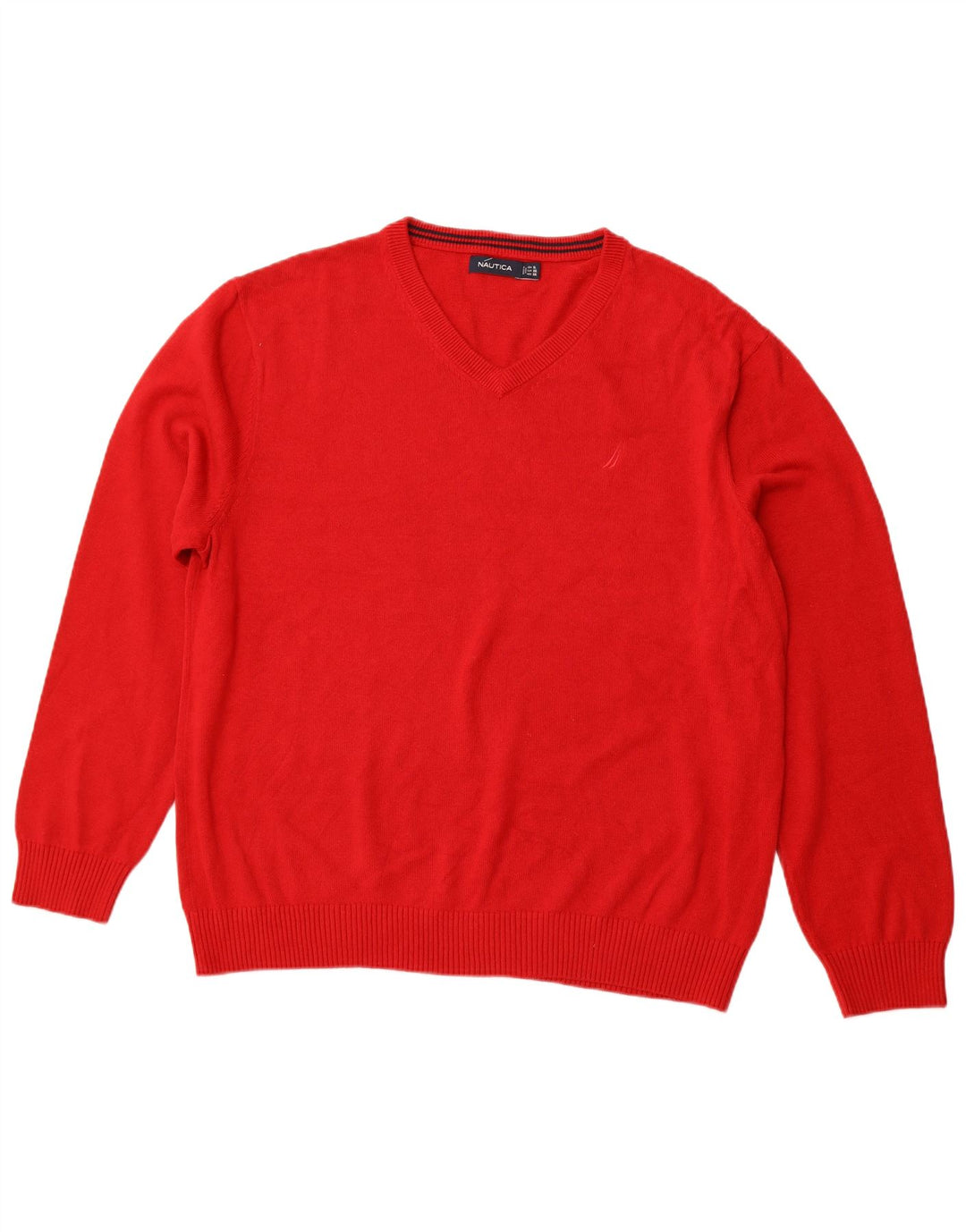 NAUTICA Herre V-hals sweater XL Rød Bomuld