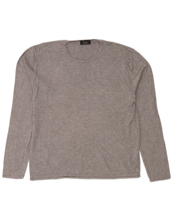 Zara Herre sweater med rund hals XL Grå viskose