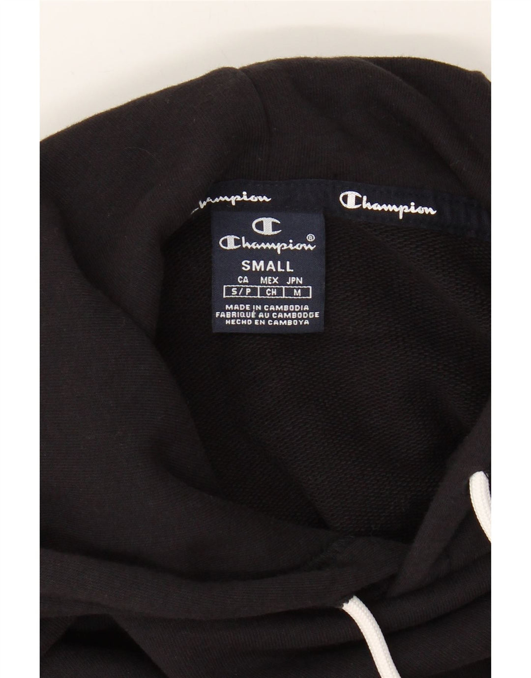 CHAMPION Mens Hoodie Jumper Small Black Cotton Vintage Champion and Second-Hand Champion from Messina Hembry 