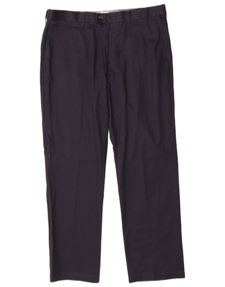 Marks & Spencer Straight Chino-bukser til mænd W38 L31 Marineblå bomuld