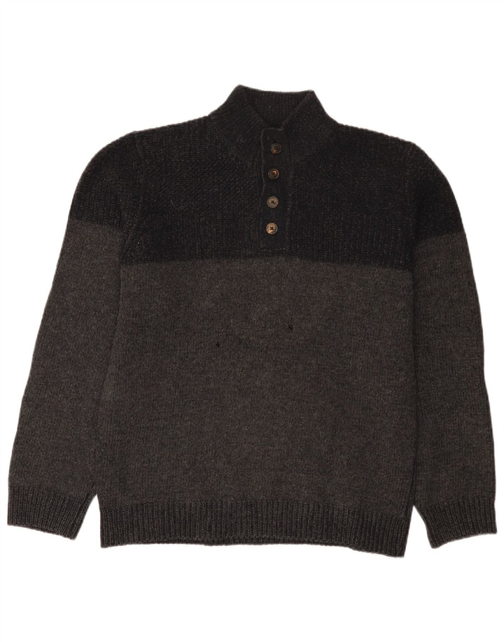 Massimo Dutti Herre Button Neck Jumper Sweater XL Grå Flecked