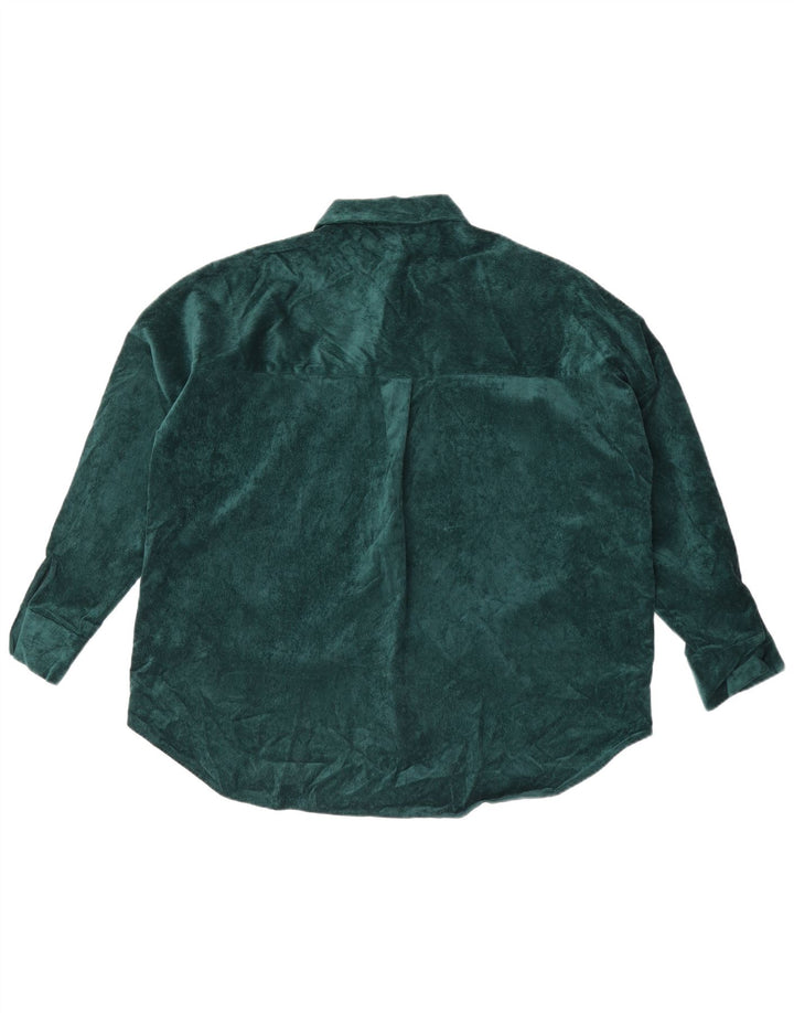 Zara Dame Oversized Corduroy Shirt UK 14 Medium Green Polyester