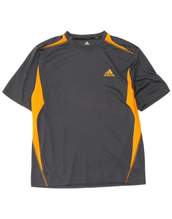 Adidas Herre Climalite T-Shirt Top XL Grå Colourblock Polyester