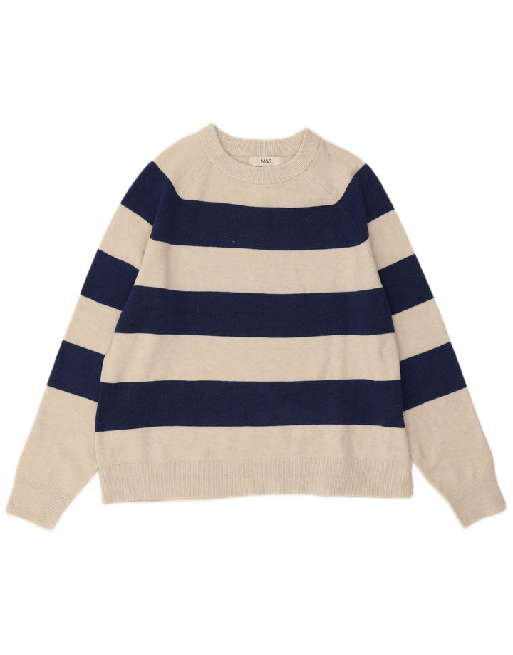 Marks & Spencer Dame sweater med rund hals DK 14 Mellem blå stribet