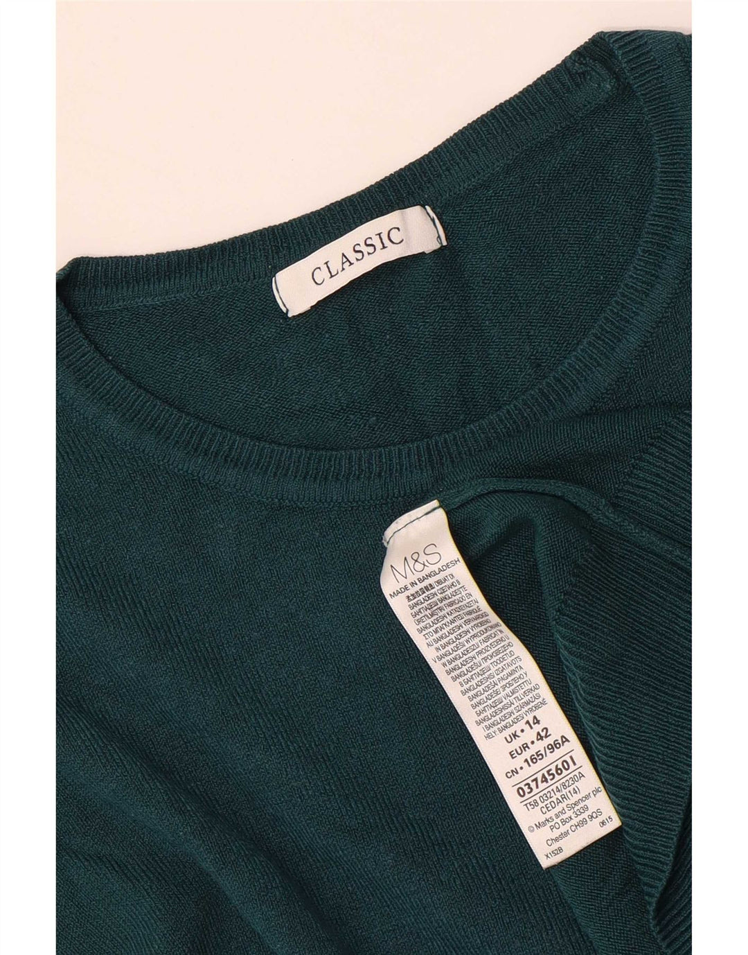 Marks & Spencer T-shirt top til kvinder DK 14 Stor grøn akryl