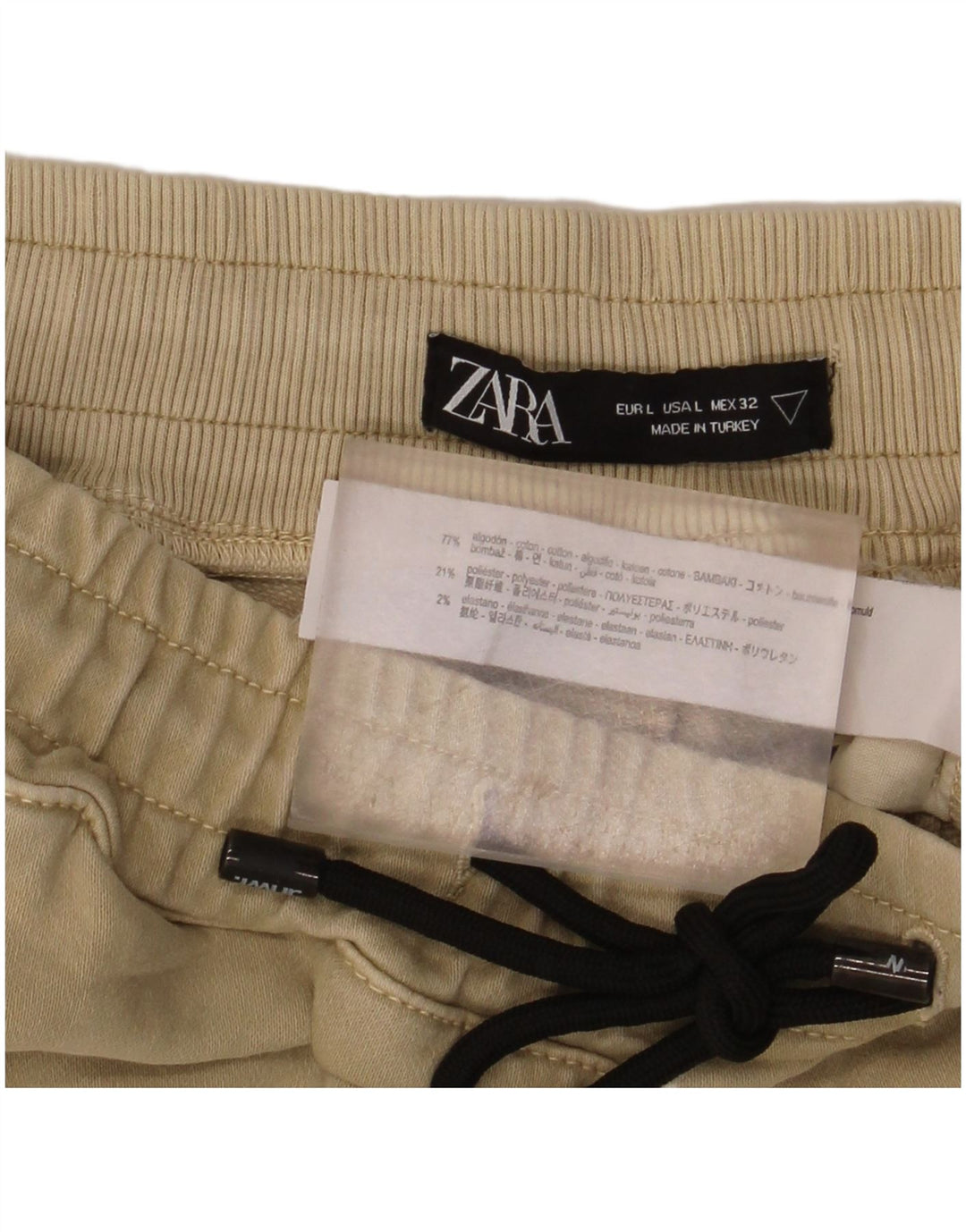 Zara Herre Sportshorts Stor Beige Bomuld