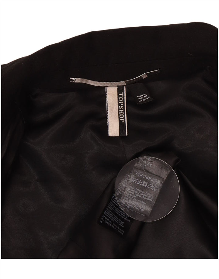 Topshop Dame 1 Knap Blazer Jacket UK 6 XS Sort Polyester