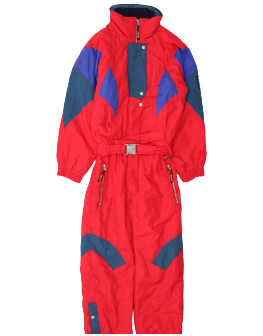 Brugi Dame Hætte Ski Jumpsuit IT 44 Medium Rød Colourblock Polyamid