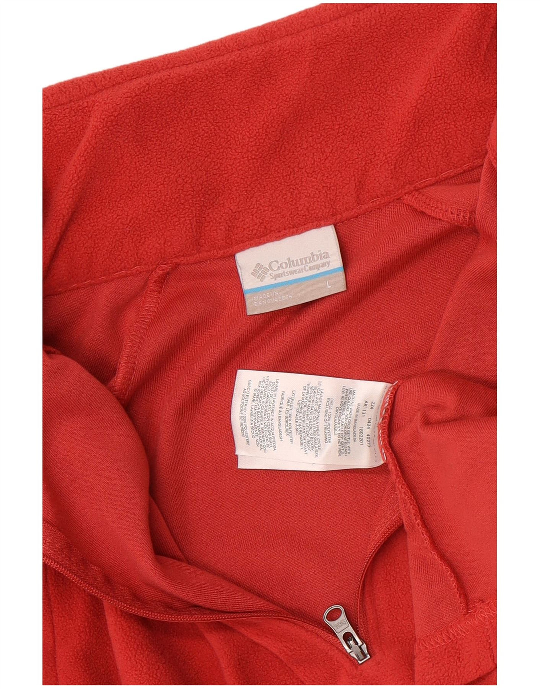 Columbia kvinders lynlås hals fleece trøje UK 16 store røde polyester