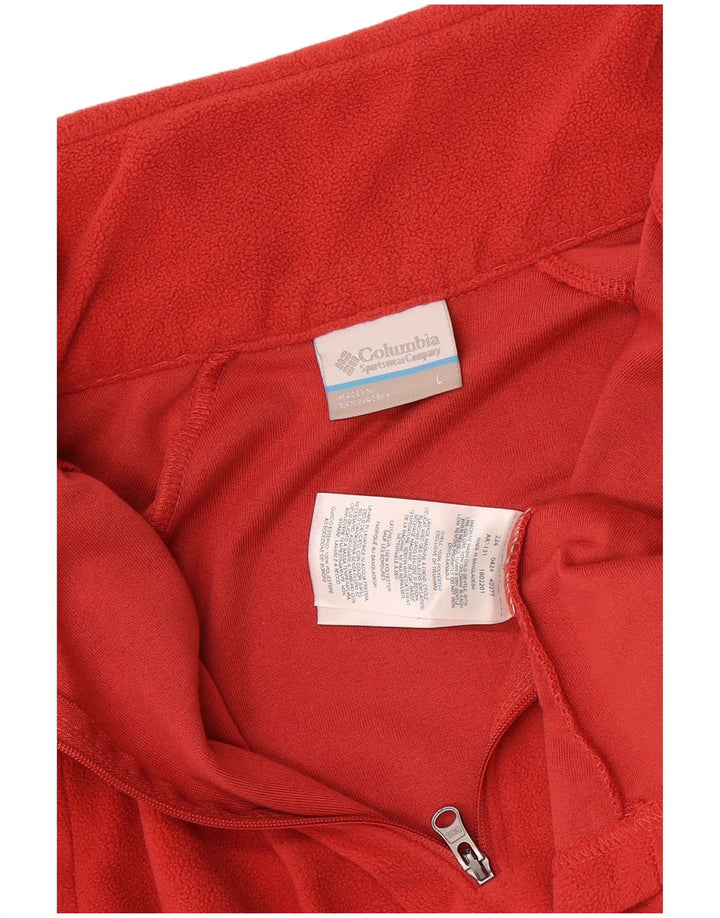 Columbia kvinders lynlås hals fleece trøje UK 16 store røde polyester
