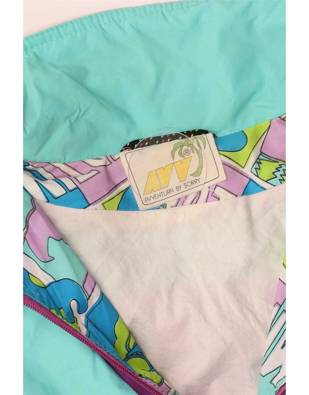 Undskyld Dame Grafisk Anorak Jakke IT 46 Stor Flerfarvet Retro