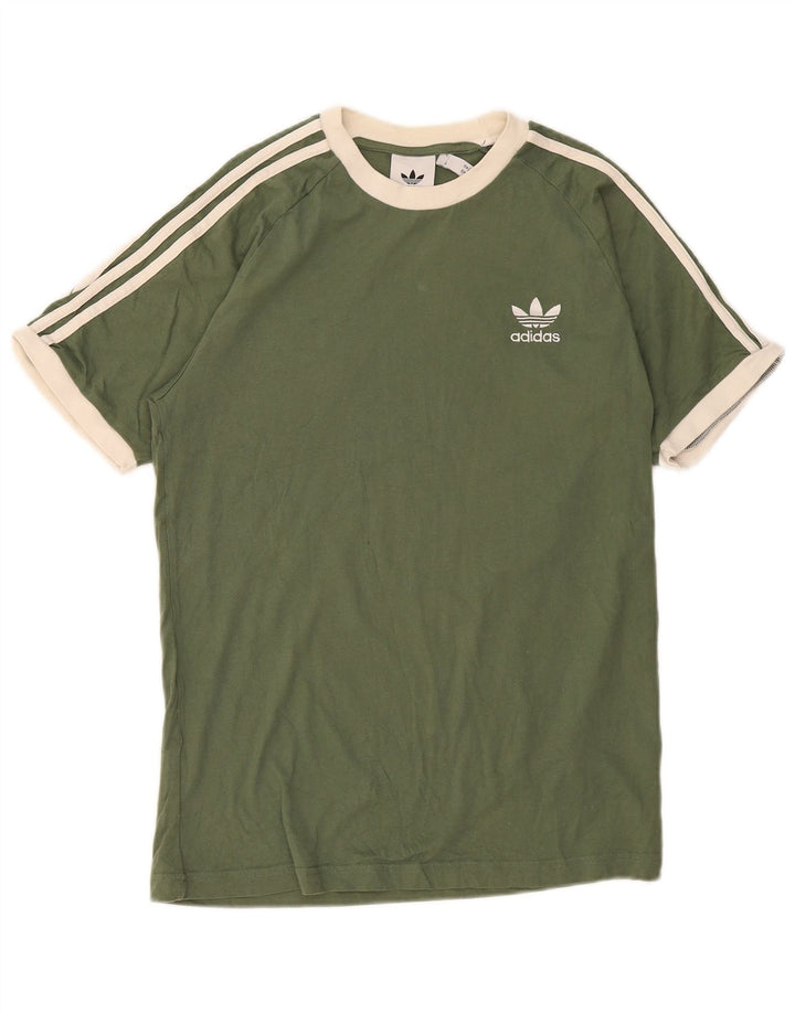 Adidas Herre T-Shirt Top Medium Grøn Colourblock Bomuld