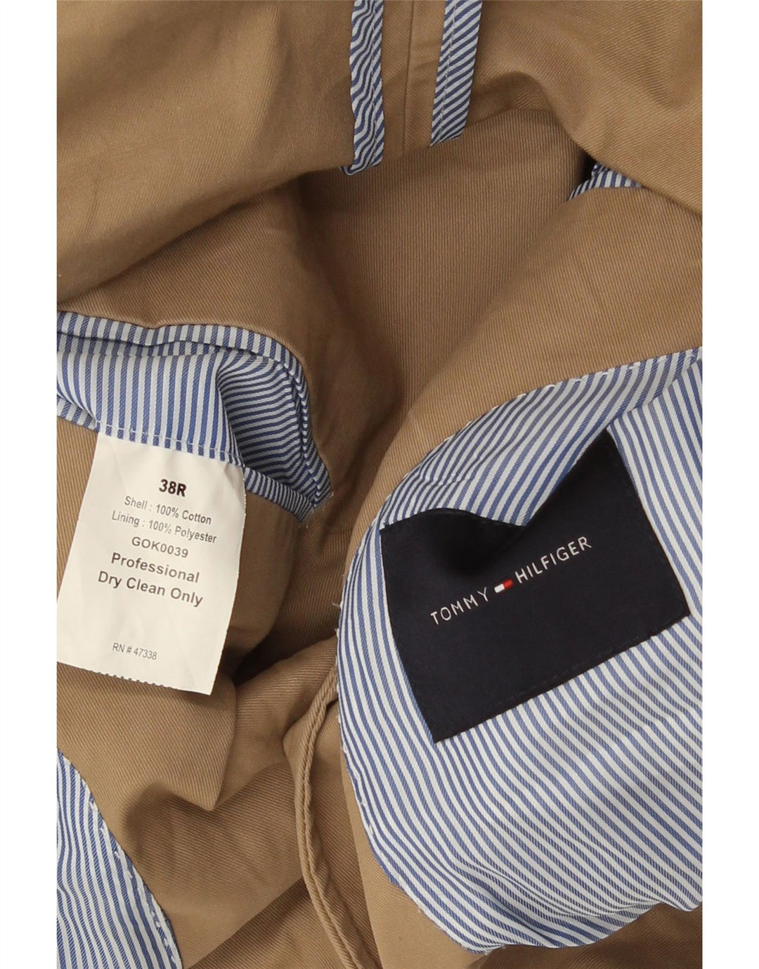 Tommy Hilfiger Herre 2-knaps blazerjakke UK 38 Medium Beige Bomuld