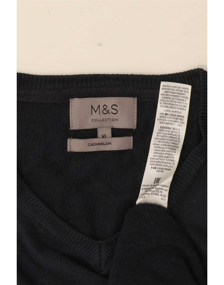 Marks & Spencer Herre V-hals sweater XL marineblå akryl