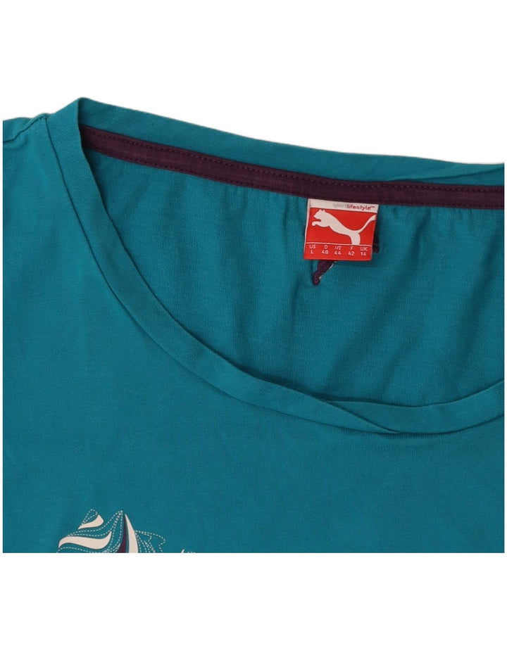 PUMA Womens Graphic Vest Top UK 14 Medium Blue