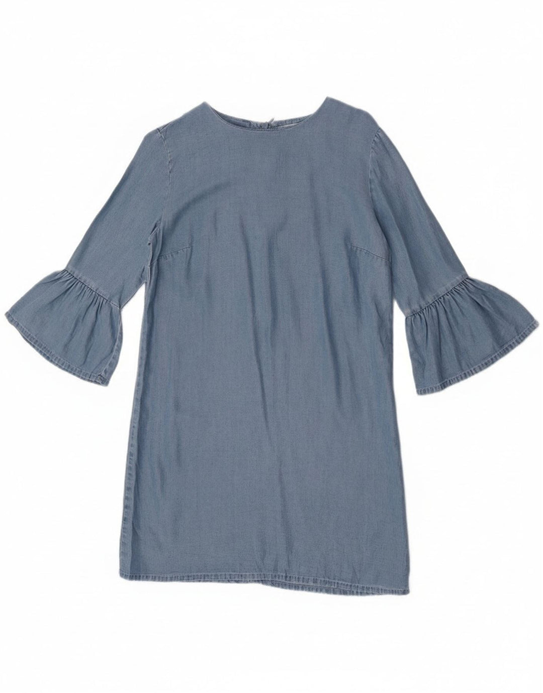 Zara Dame 3/4 Ærm Shift Dress UK 10 Small Blue Lyocell