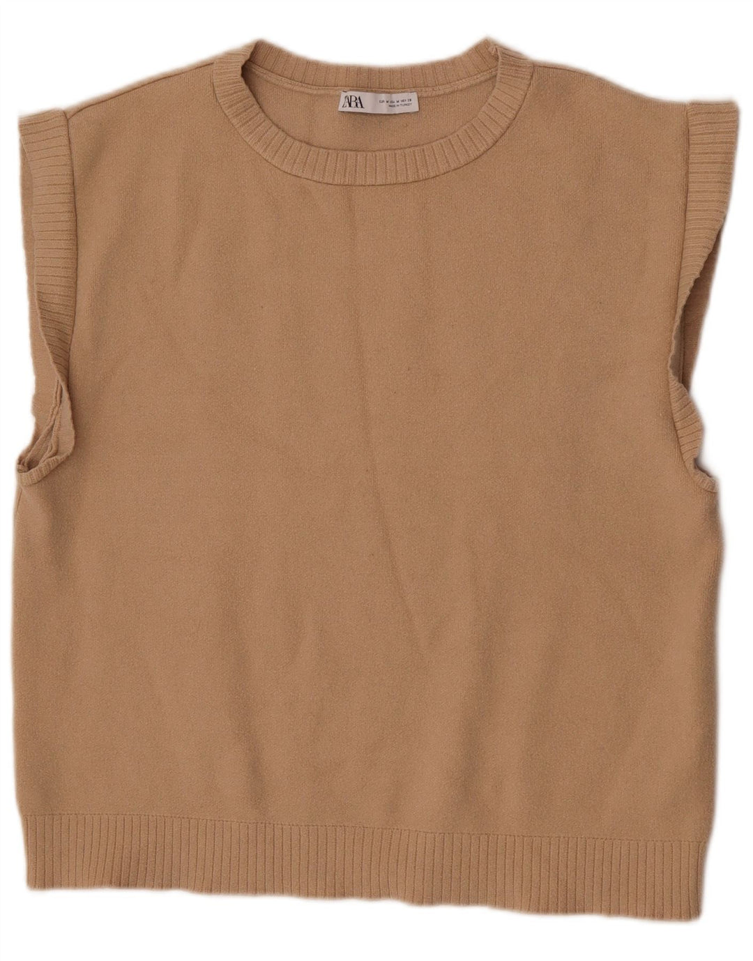 Zara Dame Vest Tank Top UK 14 Medium Beige Viscose