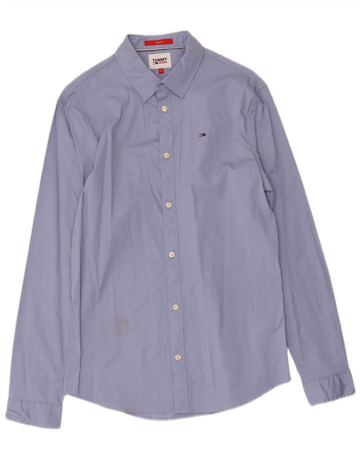 TOMMY HILFIGER Mens Slim Fit Shirt Medium Blue Cotton