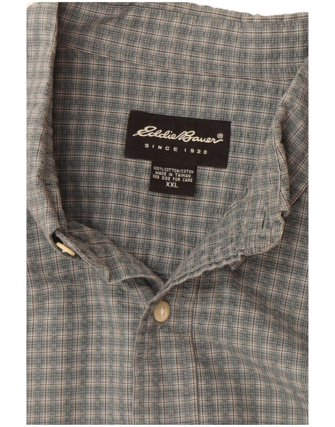 Eddie Bauer Kortærmet Herreskjorte 2XL Grå Gingham Bomuld