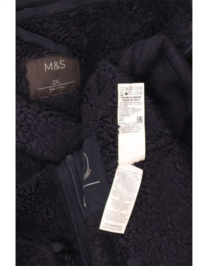 Marks & Spencer Sherpa træningsdragt topjakke til mænd 2XL marineblå polyester