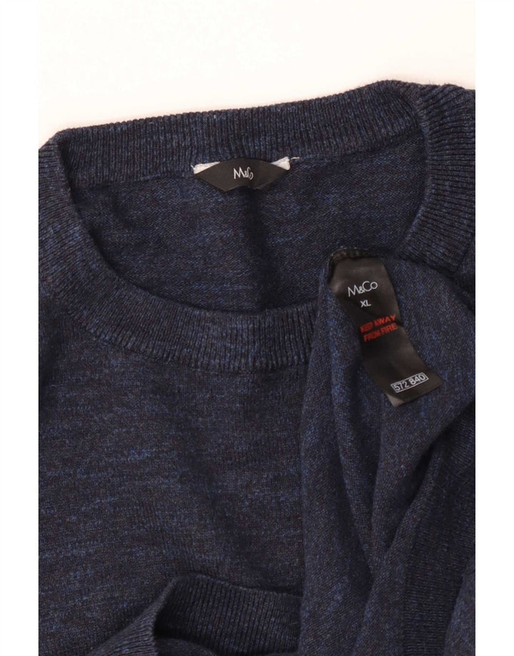 M&Co herre sweater med rund hals XL marineblå bomuld