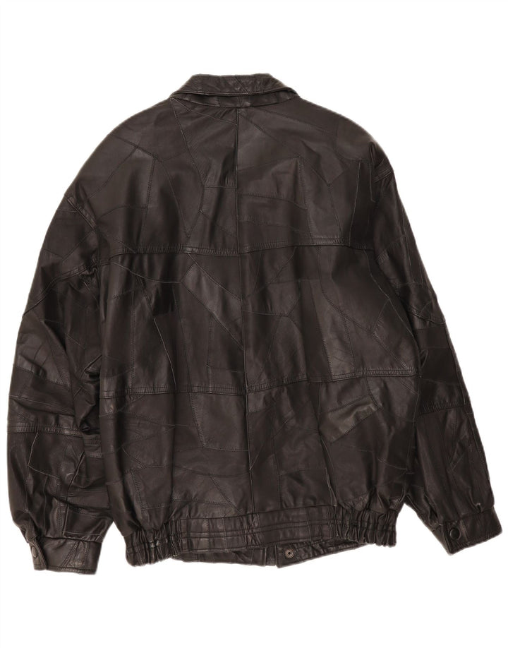 Vintage herre læderjakke UK 40 Stor sort patchwork