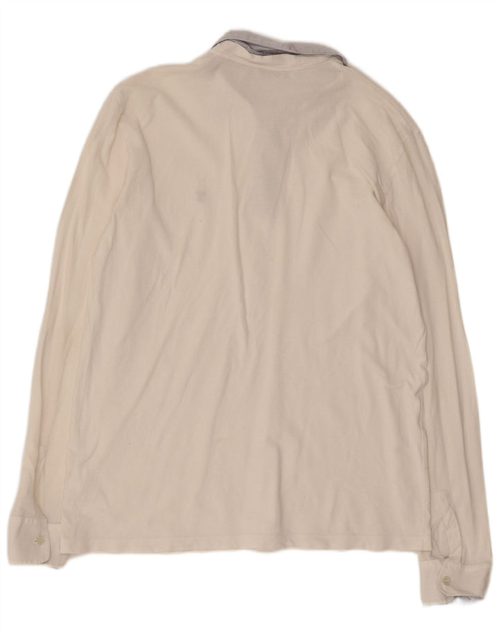 TRUSSARDI Langærmet Rugby Polo Shirt til kvinder UK 18 XL Hvid Bomuld