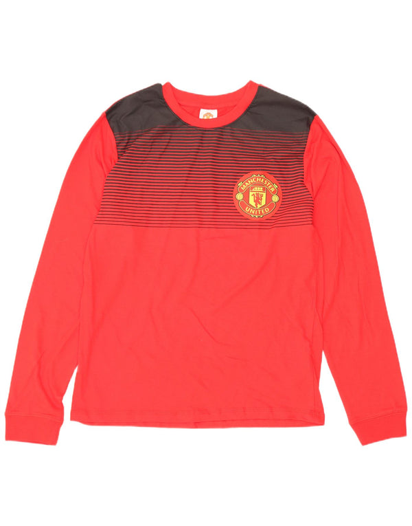 Manchester United Boys Grafisk Top Langærmet 13-14 År Rød Colourblock