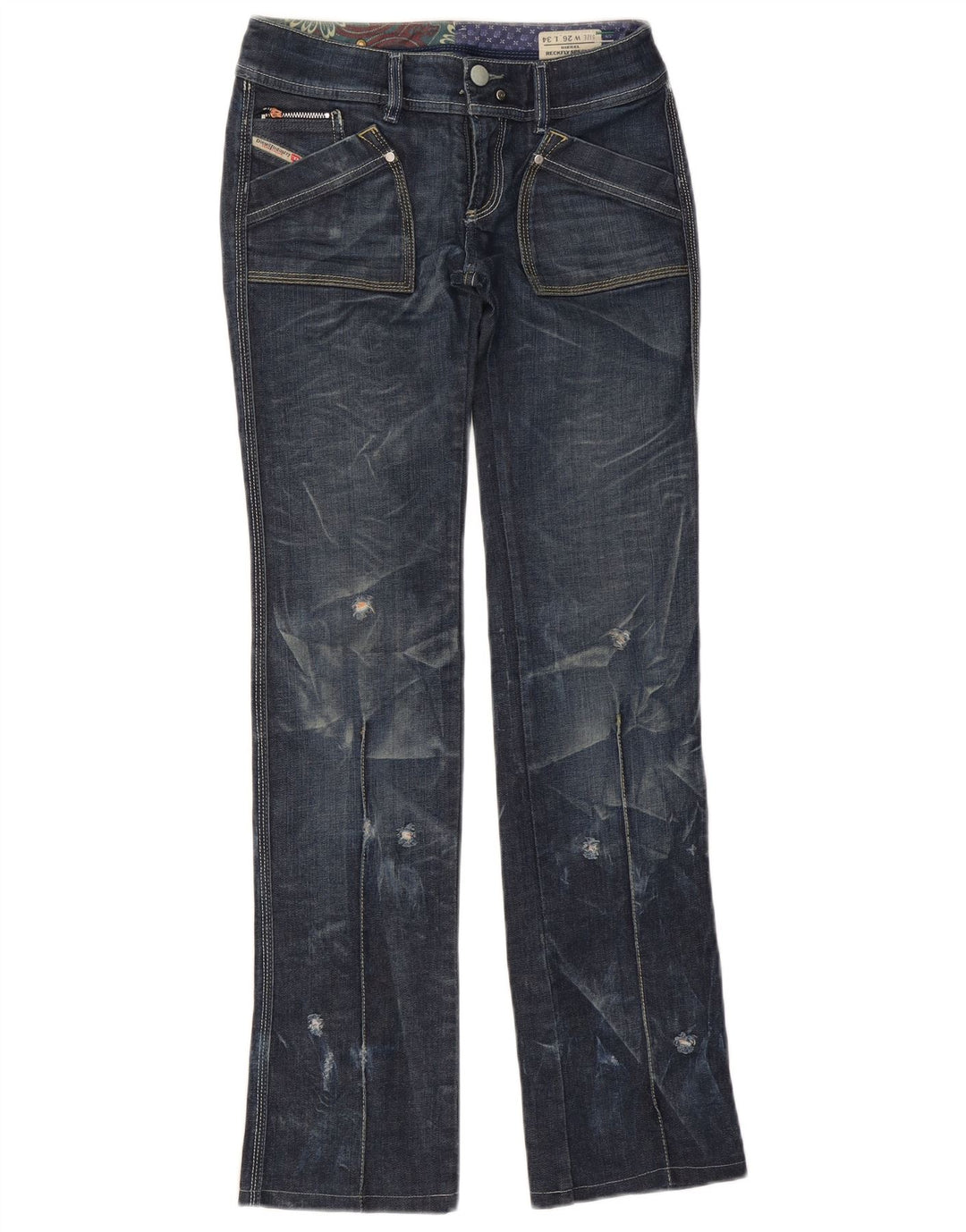 DIESEL Dame Reckfly Bootcut Jeans W26 L32 Marineblå Bomuld