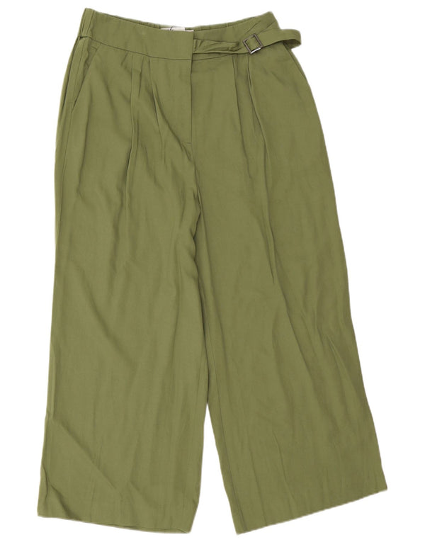 Oasis Dame Højtaljede Brede Ben Capri Bukser UK 12 Medium W28 L22 Grøn