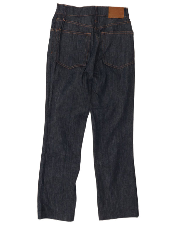 Zara Dame Højtaljede Straight Jeans EU 34 2XS W24 L26 Marineblå