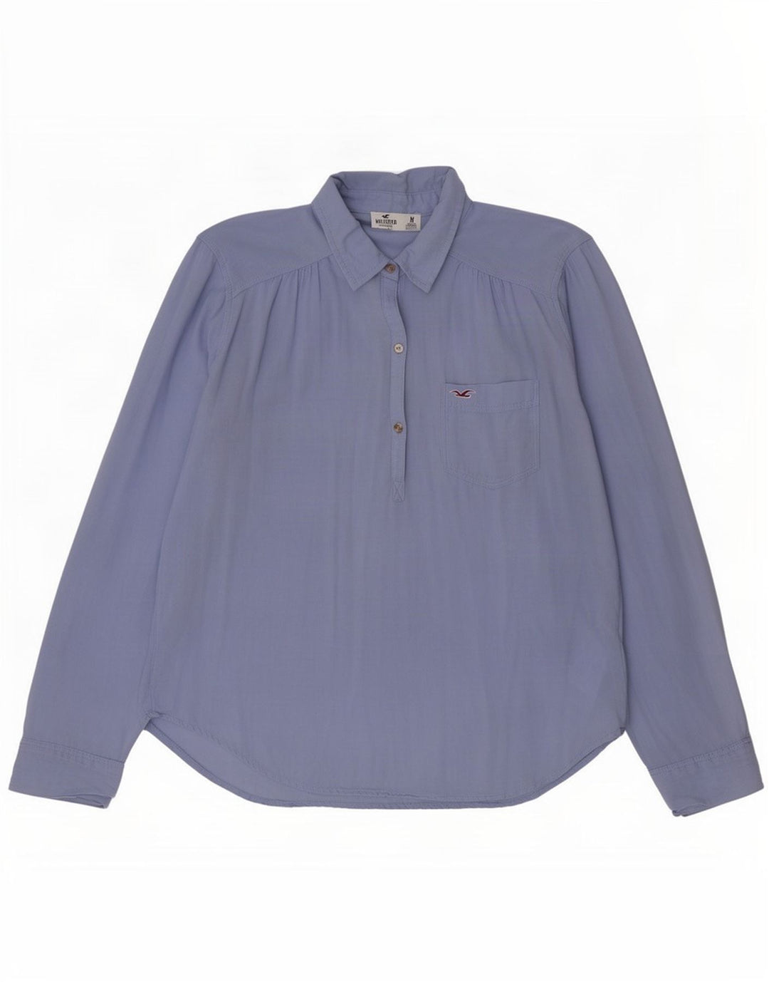 Hollister Dame Pullover Shirt UK 14 Medium Blue Cotton