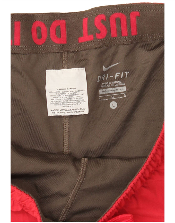 NIKE Dame Dri Fit Sportshorts UK 16 Large Rød Polyester