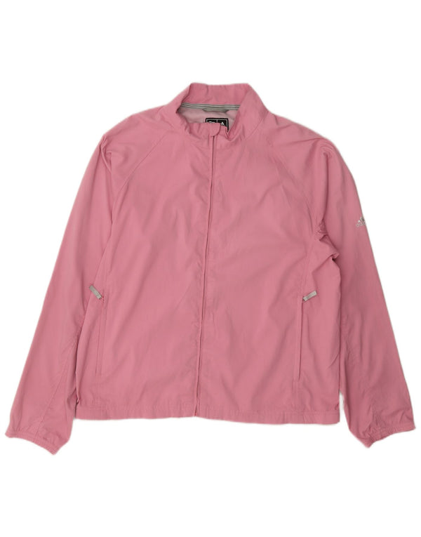 Adidas Womens Clima Proof Tracksuit Top Jacket UK 14 Medium Pink Polyester