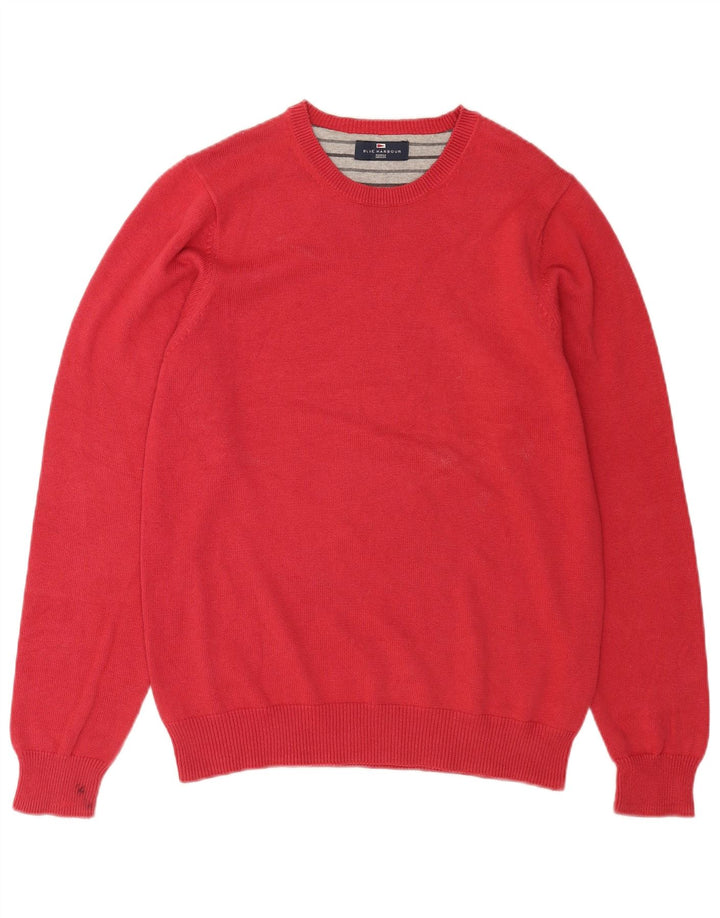 Marks & Spencer Herre Blue Harbor Boat Neck Jumper Sweater lille rød bomuld