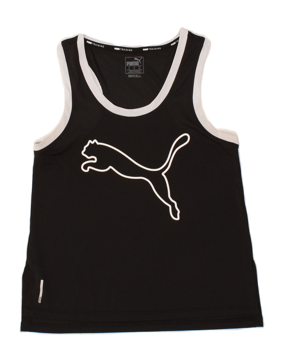PUMA Womens Graphic Vest Top UK 6 XS Black Vintage Puma and Second-Hand Puma from Messina Hembry 