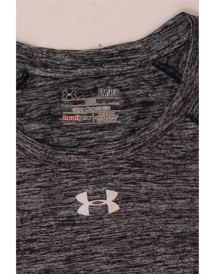 Under Armour Herre Heat Gear T-Shirt Top Lille Grå Flecked Polyester