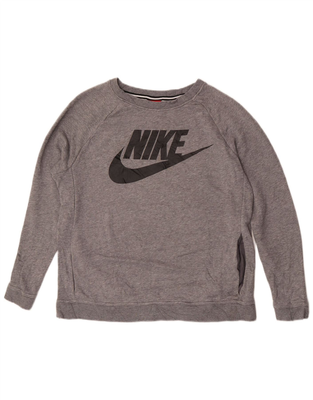 Nike Grafisk Sweatshirt Jumper UK 14 Medium Grey Flecked Bomuld