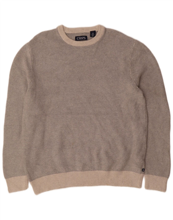 Chaps Herre Crew Neck Jumper Sweater Stor Grå Bomuld