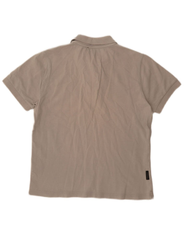 Calvin Klein Dame Polo Shirt UK 16 Large Beige Cotton