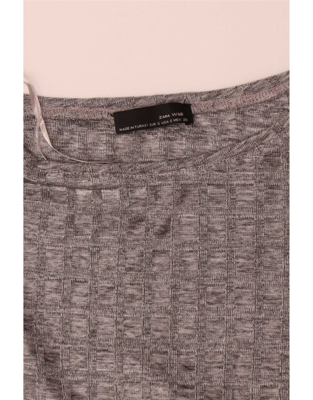 Zara Dame Langærmet Tunika Top UK 10 Small Grey Check