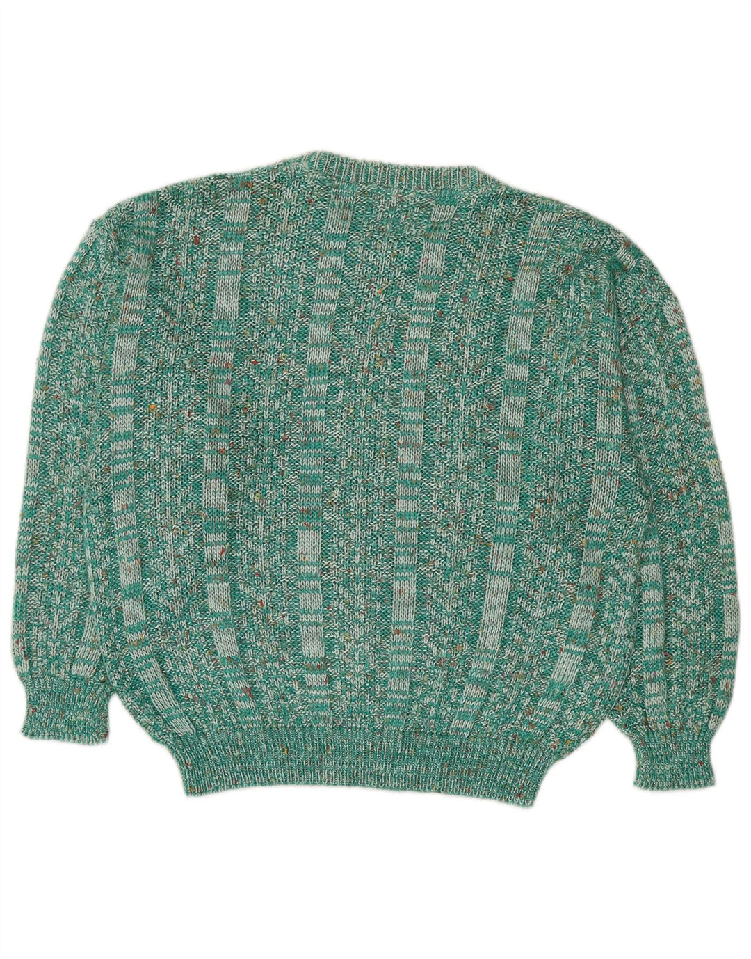 Vintage Dame Boat Neck Jumper Sweater UK 14 Medium Green Flecked