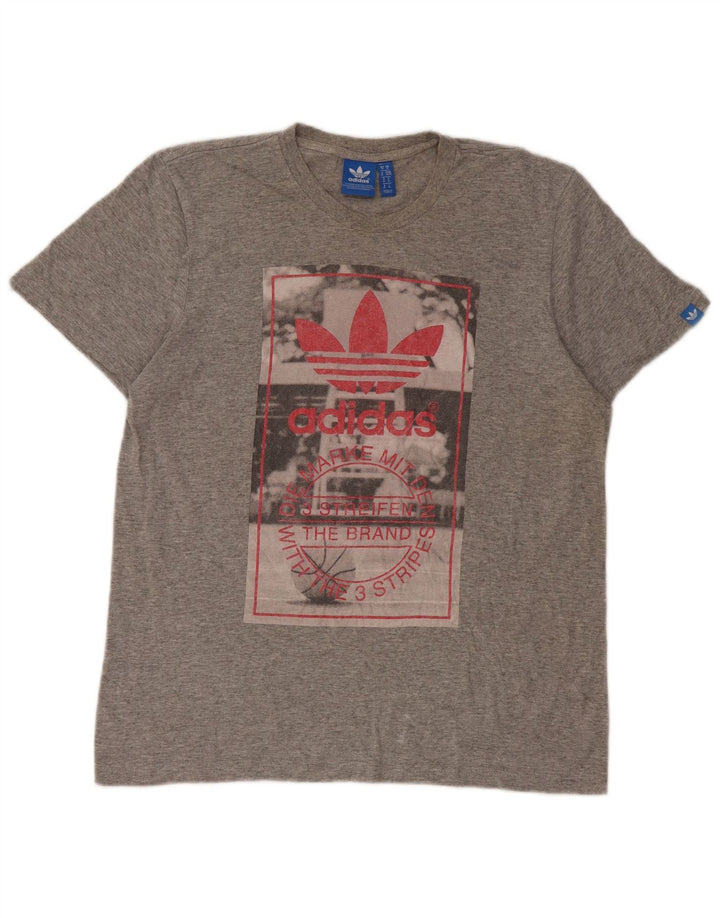 Adidas Herre grafisk T-shirt Top Medium Grey Flecked Bomuld