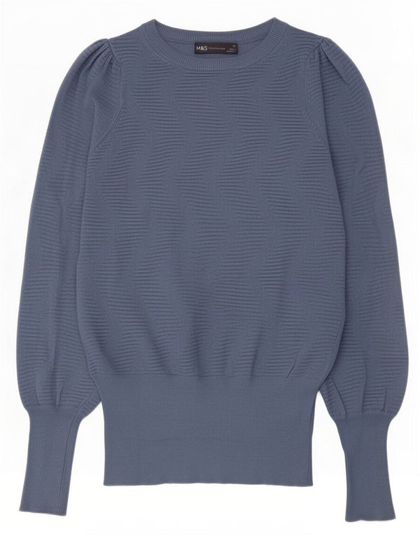 Marks & Spencer Dame Boat Neck Jumper Sweater UK 4 XS Blue Chevron