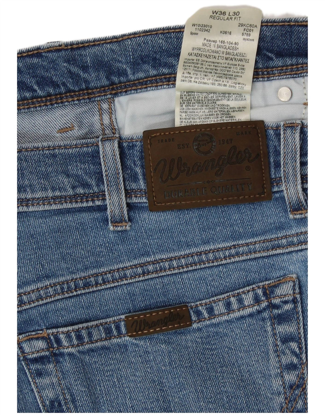 Wrangler Herre Regular Fit Straight Jeans W36 L30 Blå Bomuld