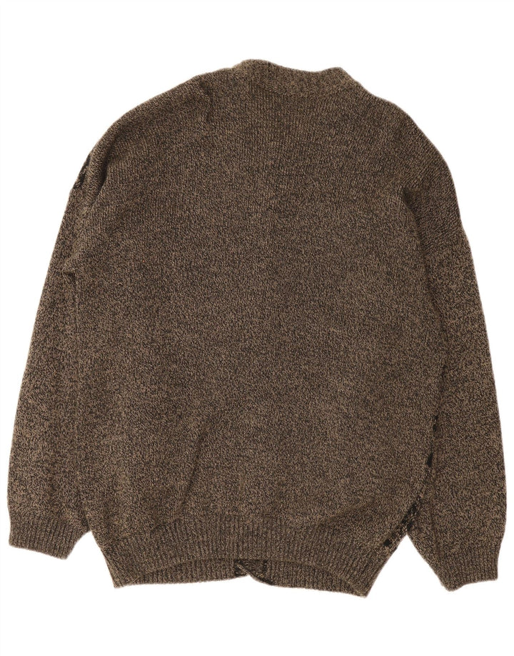 Vintage herre cardigan sweater Large Grey Fair Isle