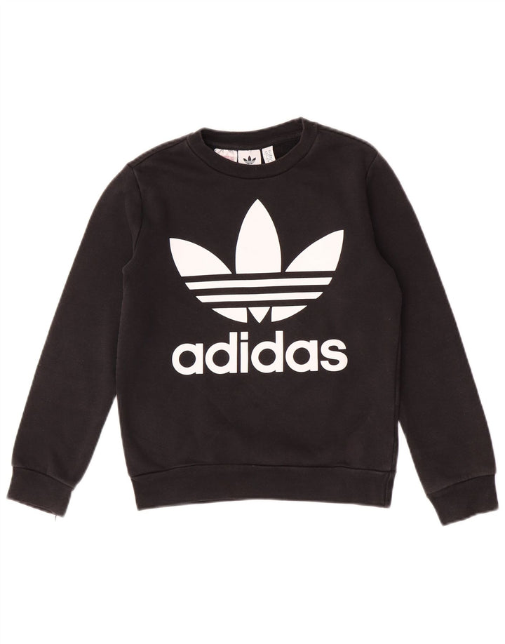 Adidas Boys Graphic Sweatshirt Jumper 9-10 år Sort Bomuld