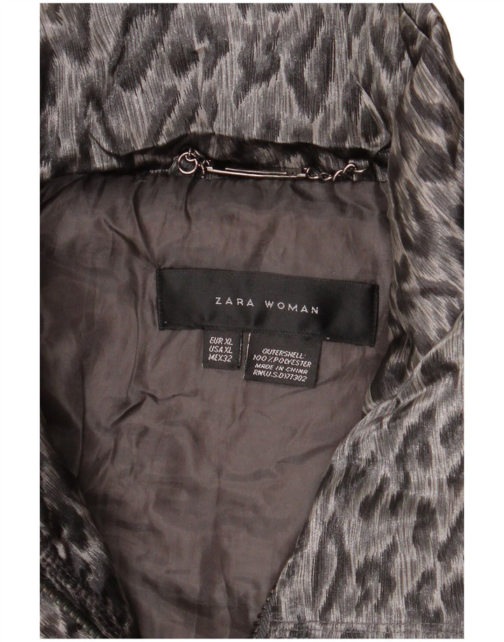 Zara Polstret Damejakke UK 18 XL Grå Animal Print Polyester