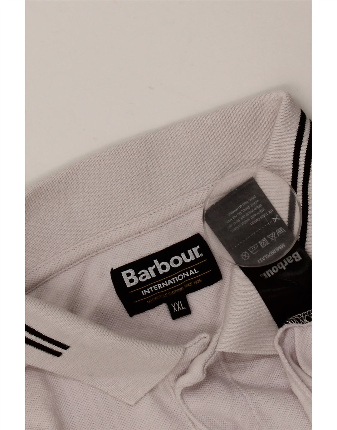BARBOUR Herre poloshirt 2XL Hvidstribet bomuld