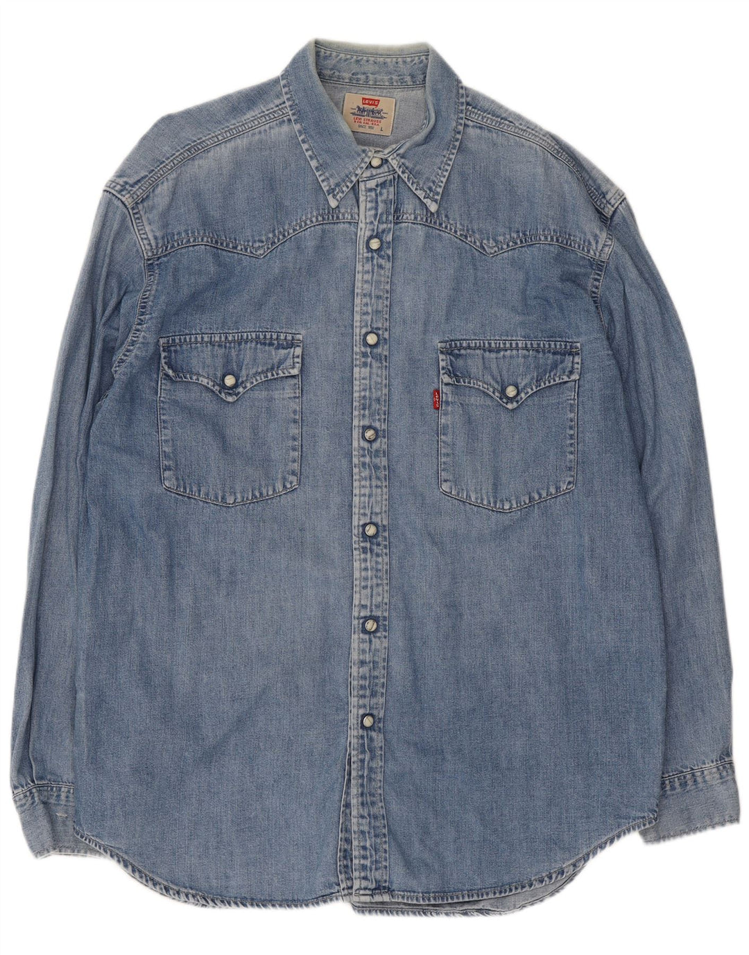 Levi's Denimskjorte til mænd, stor blå bomuld